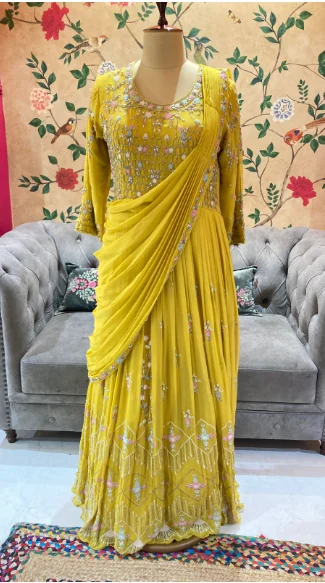 One piece dress in a saree drape style