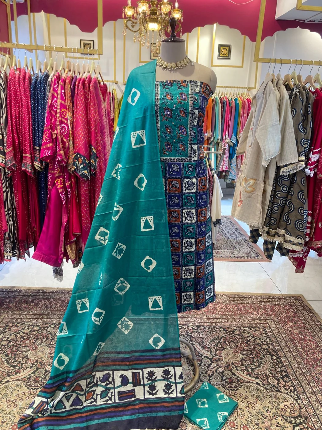 Handloom cotton in blue