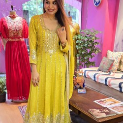 Lemon green georgette dress