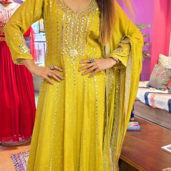 Lemon green georgette dress