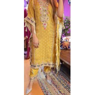 Yellow silk kaftan set 