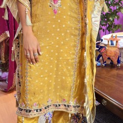 Yellow silk kaftan set 