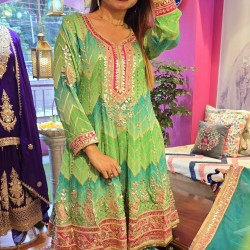 Green anarkali with dhoti set 