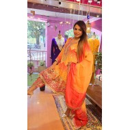 Orange Anarkali with dhoti set 