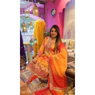 Orange Anarkali with dhoti set 