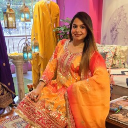 Orange Anarkali with dhoti set 