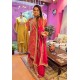 Red and pink banarasi silk plazzo set 