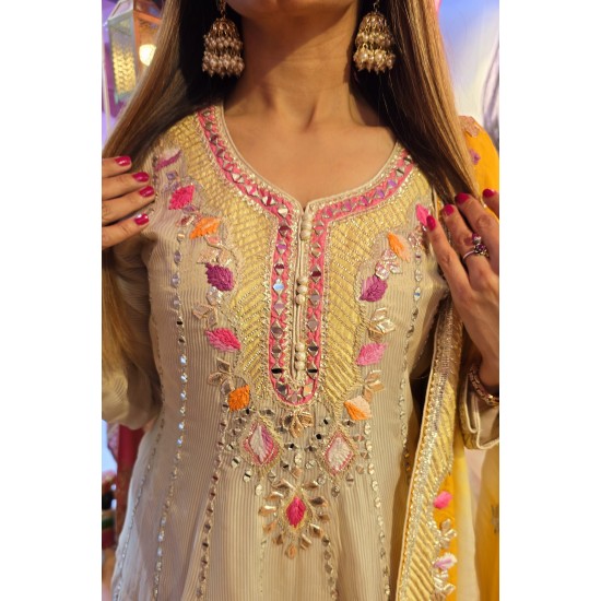 Beige anarkali with pants 