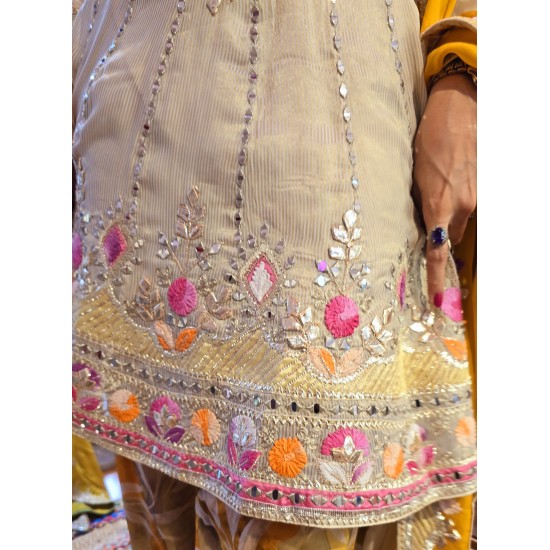 Beige anarkali with pants 