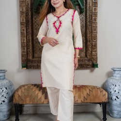 Khadi cotton kurta with pant coord