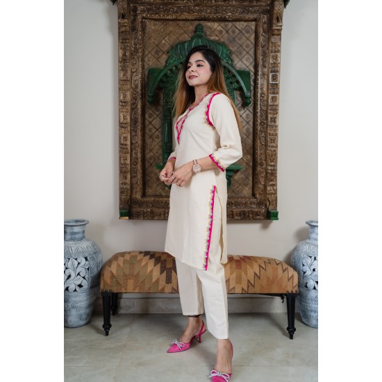 Khadi cotton kurta with pant coord