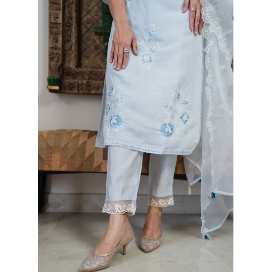 Ice blue muslin suit set 