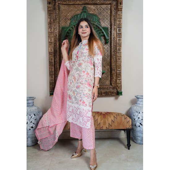 Pink cotton suit set 