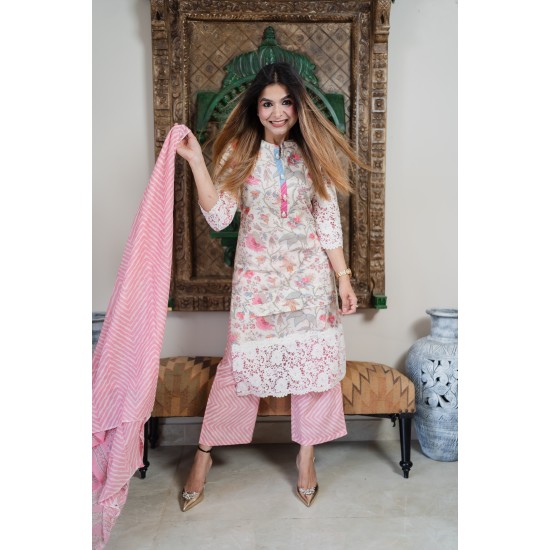 Pink cotton suit set 