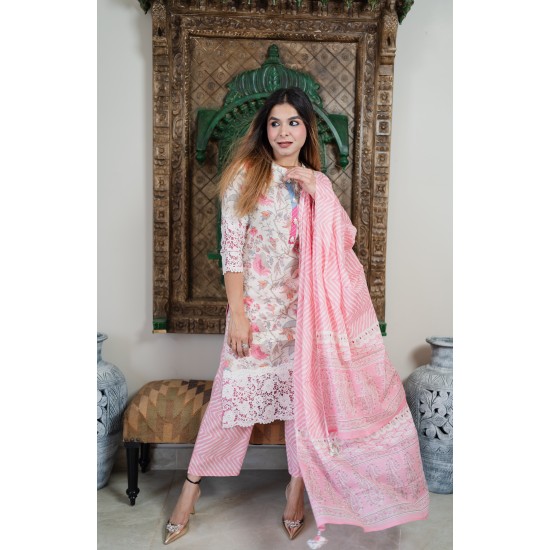 Pink cotton suit set 