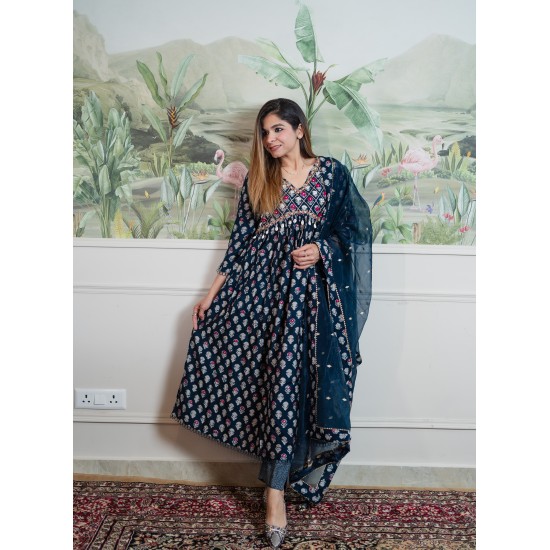 Indigo anarkali 