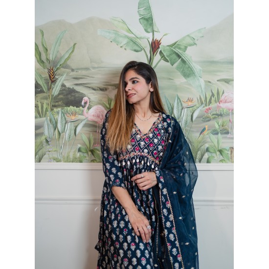 Indigo anarkali 