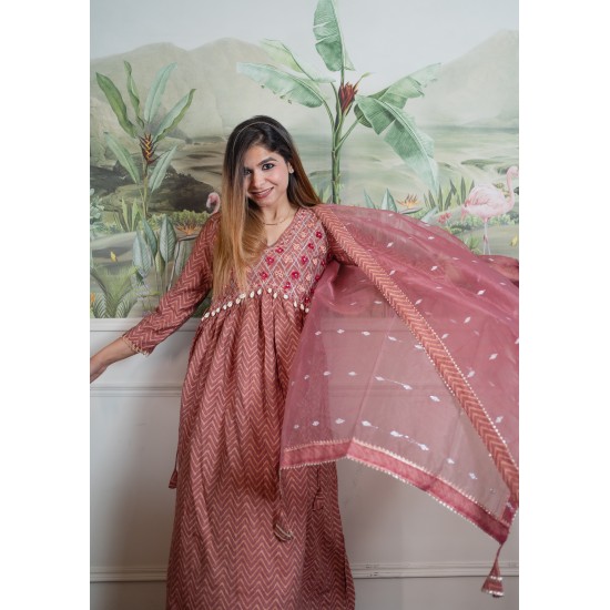 Mauve pink anarkali 